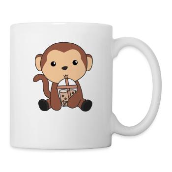 Affe Bubble Tea Affen süße Tiere - Tasse - Weiß - Rechts