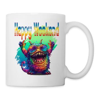 Happy Weekend. Monster, happiness, positive vibes, - Mug - white - Right