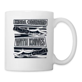 Irgendwie besessen von Messern Metzgermesser Messer - Tasse - Weiß - Rechts
