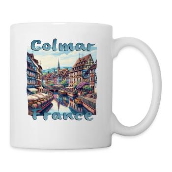 Colmar Altstadt Fachwerkhaus Grunge Look - Tasse - Weiß - Rechts