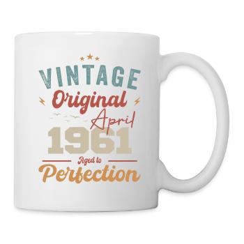 Vintage Geboren im April 1961 Geburtstagsgeschenk - Tasse - Weiß - Rechts
