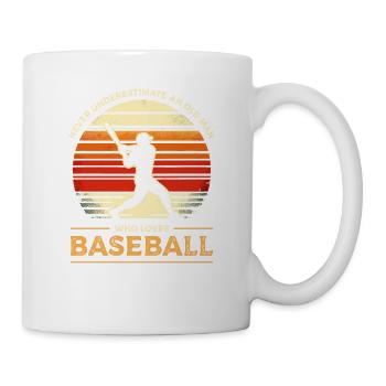 Ne sous-estimez jamais un vieil homme qui aime le baseball - Mug blanc - blanc - Droite