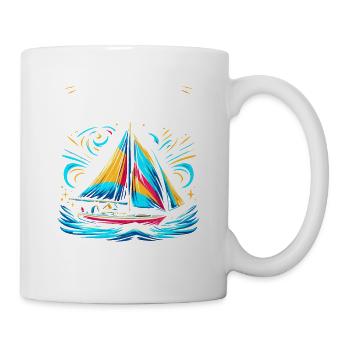 Ne sous-estimez jamais un vieil homme avec un voilier - Mug blanc - blanc - Droite