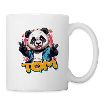 TOM - Beau nom de garçon avec Panda cool - Mug blanc - blanc - Droite