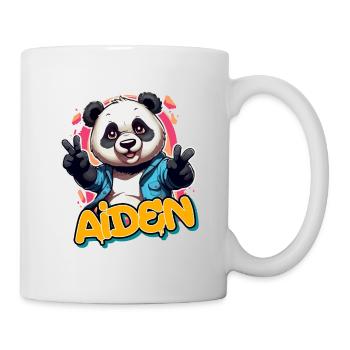 AIDEN - Schöner Jungen Name mit coolem Panda - Tasse - Weiß - Rechts