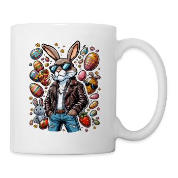 Lapin de Pâques cool avec lunettes de soleil et jean - Mug blanc - blanc - Droite