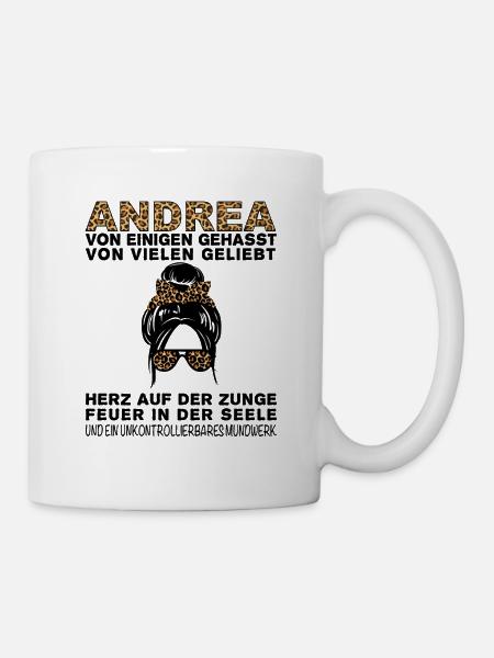 Andrea Gehasst Geliebt Großes Mundwerk - Tasse - Weiß