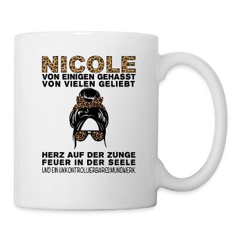 Nicole Gehasst Geliebt Großes Mundwerk - Tasse - Weiß - Rechts