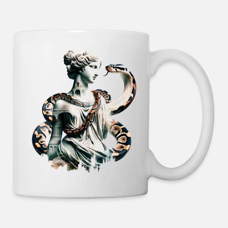 Aphrodite und Schlange mit Double Exposure Effekt - Tasse - Weiß