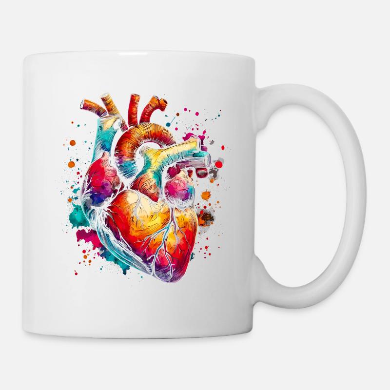 Buntes anatomisches Herz Medizinische Kunst - Tasse - Weiß