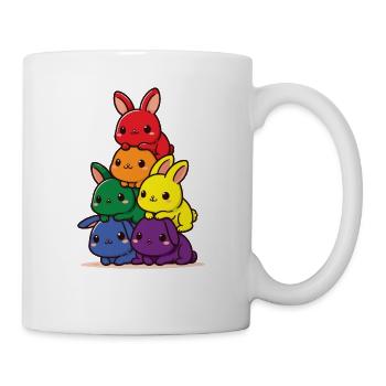 Hasen Regenbogen Flagge Pride Monat süßer Hase - Tasse - Weiß - Rechts