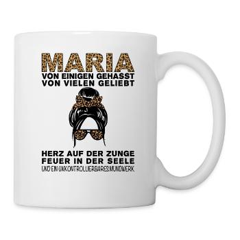 Maria Gehasst Geliebt Großes Mundwerk - Tasse - Weiß - Rechts