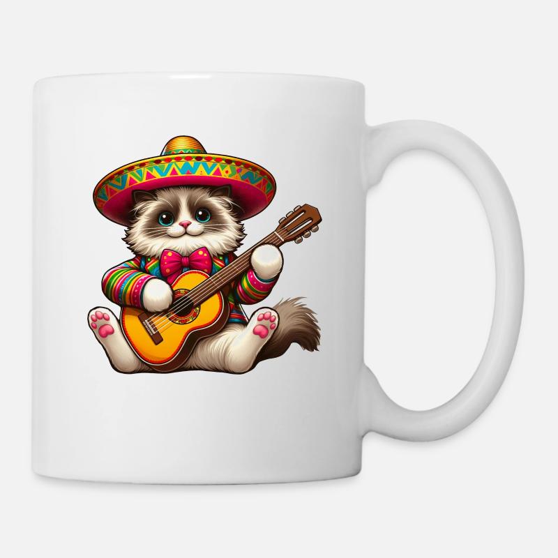 Cinco de Mayo Katze mit Gitarre - Tasse - Weiß