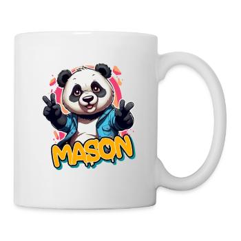 MASON - Beautiful boy name with cool panda - Mug - white - Right