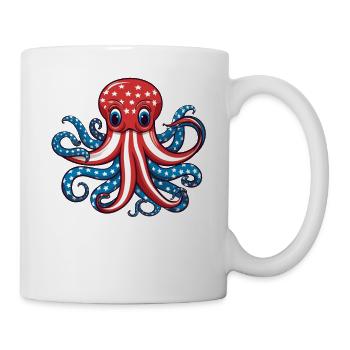 Poulpe drapeau américain 4 juillet jour poulpe cadeau - Mug blanc - blanc - Droite