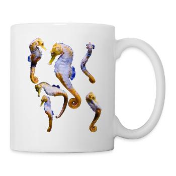 6 Tanzende Seepferdchen, Natürlich, Fische - Tasse - Weiß - Rechts