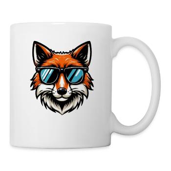 Renard cool avec des lunettes de soleil - Mug blanc - blanc - Droite