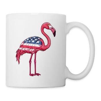 Flamants roses drapeau américain 4 juillet flamants roses - Mug blanc - blanc - Droite