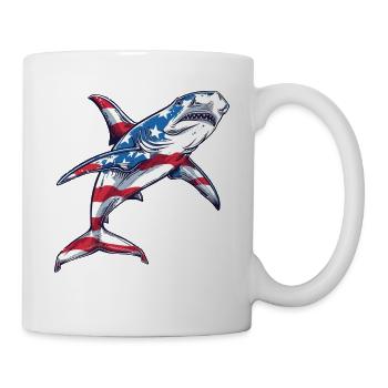 Requin-marteau drapeau américain 4 juillet - Mug blanc - blanc - Droite