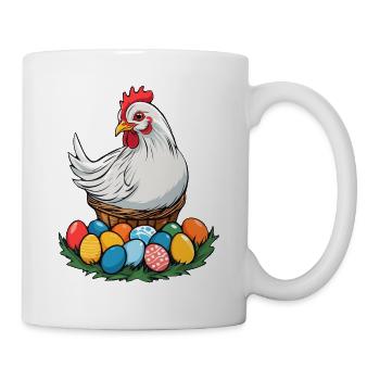 Easter Chicken Cute Funny Colorful Easter Eggs Nest - Mug - white - Right