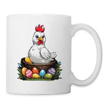 Colorful Chicken Cute Funny Easter Eggs Nest - Mug - white - Right