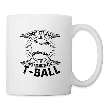 Les prévisions d’aujourd’hui : 100 % de chances de jouer au T-ball - Mug blanc - blanc - Droite