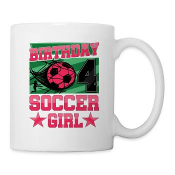 4th birthday Girl Soccer 4 Years Old Gifts - Tasse - Weiß - Rechts