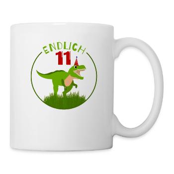 Endlich 11 - 11. Geburtstag - 11 Jahre alt Dino - Tasse - Weiß - Rechts
