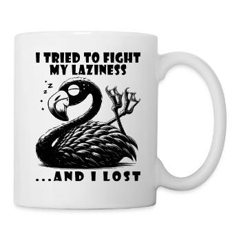 Paresseux fatigué endormi flamant rose cadeau - Mug blanc - blanc - Droite
