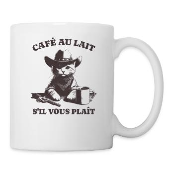 Cafe au Lait s’il Vous Plaît Cowboy Coffee Cat - Mug blanc - blanc - Droite