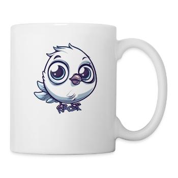Super cute cartoon chibi bird with big eyes - Mug - white - Right