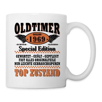 Oldtimer Baujahr 1969 Jahrgang Geburtstag Geschenk - Tasse - Weiß - Rechts