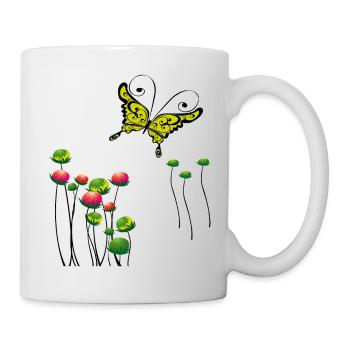 Schmetterling Frühling - Tasse - Weiß - Rechts