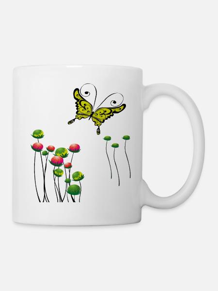 Schmetterling Frühling - Tasse - Weiß