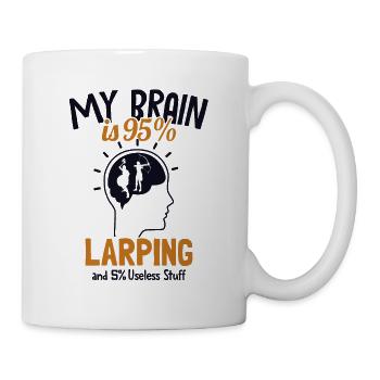 Mein Gehirn besteht zu 95% aus Larp-LARPing-Waffenrüstung - Tasse - Weiß - Rechts