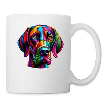 Bunte Pop Art Deutsch Kurzhaar Vorstehhund - Tasse - Weiß - Rechts