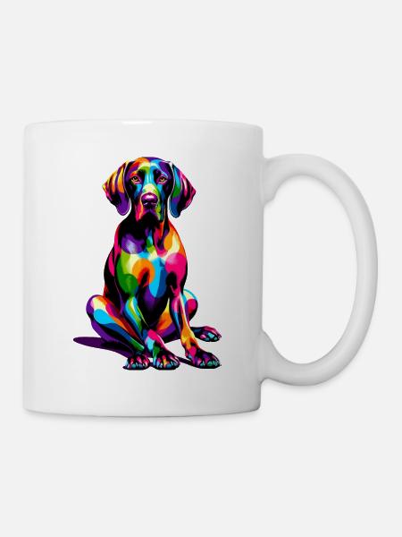 Chien d’arrêt allemand à poil court Pop Art coloré - Mug blanc - blanc