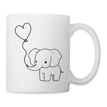 Elefant mit Ballon - Tasse - Weiß - Rechts