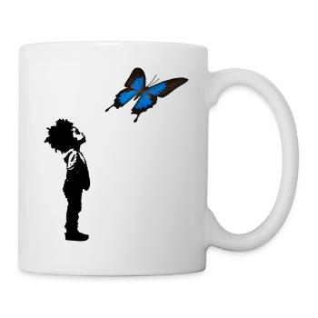 Der Junge und der Schmetterling - Tasse - Weiß - Rechts