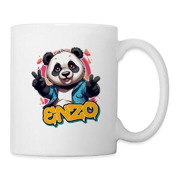 ENZO - Schöner Jungen Name mit coolem Panda - Tasse - Weiß - Rechts