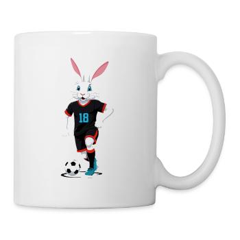 Osterhase Fußballspieler Ostern Fußball Design - Tasse - Weiß - Rechts
