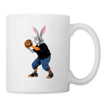 Baseballspieler Osterhase Ostern Baseball - Tasse - Weiß - Rechts