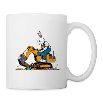 Osterhase Baggerfahrer Ostern Ostereier Lustiges - Tasse - Weiß - Rechts