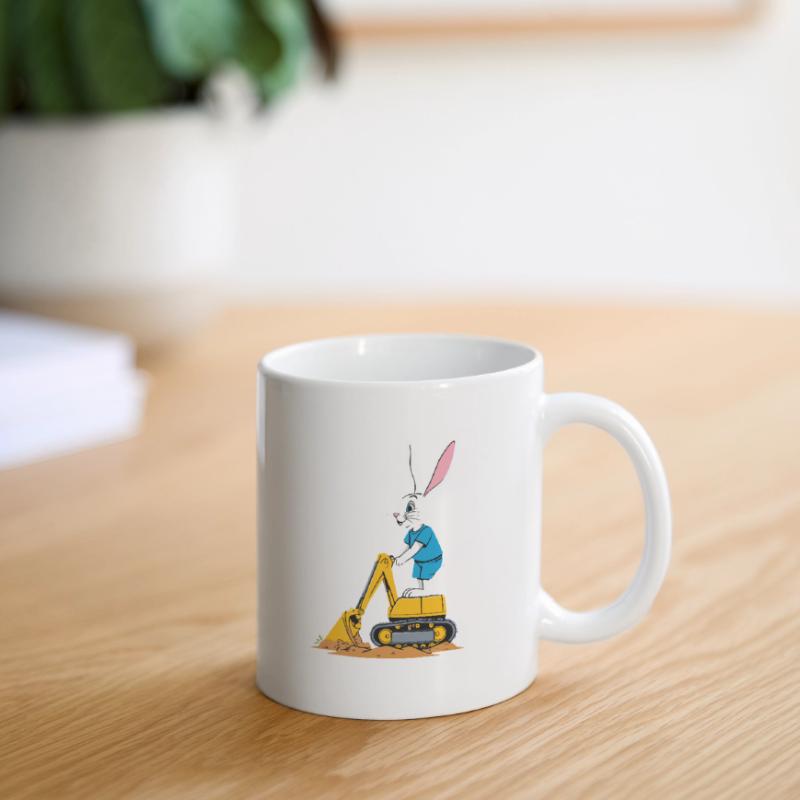 Easter Bunny Excavator Driver Funny Easter Eggs Digging Mug