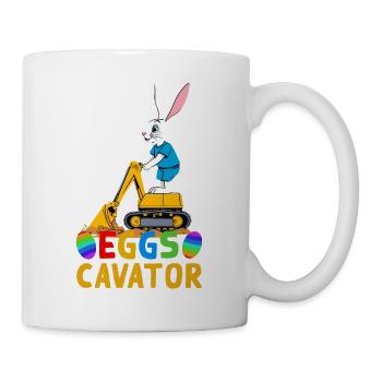 Lustiger Ostern Spruch Osterhase Baggerfahrer - Tasse - Weiß - Rechts