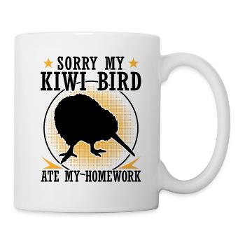 Kiwi bird has eaten homework - Mug - white - Right