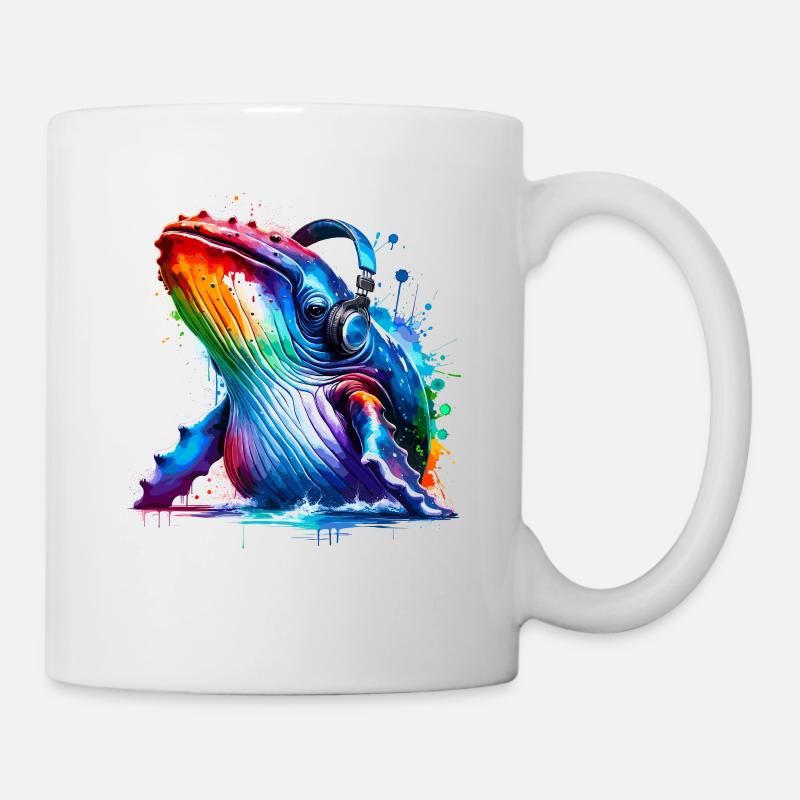 Splash Art Kopfhörer Buckelwal Buckel - Tasse - Weiß