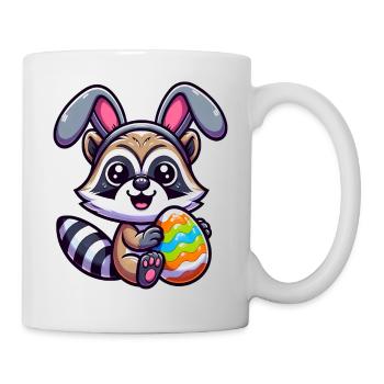 Easter Raccoon in Egg Disguise Cartoon - Mug - white - Right