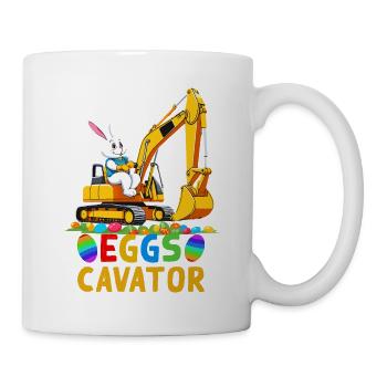 Lustiger Ostern Spruch Osterhase Baggerfahrer - Tasse - Weiß - Rechts
