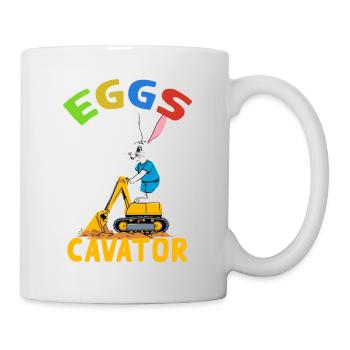 Lustiger Ostern Spruch Osterhase Baggerfahrer - Tasse - Weiß - Rechts